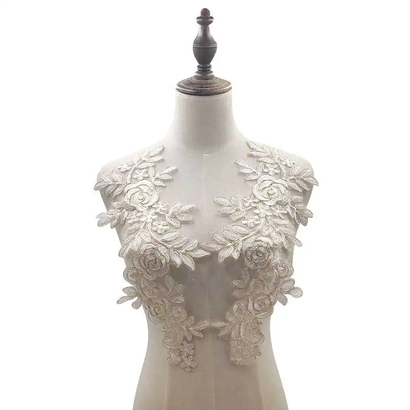 Fashion Garment Dress Design 3D Flowers Accessory Fashion Collar Applique Embroidery Neck Water Soluble Lace Collar For Dress