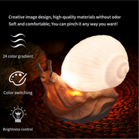 Lampe d'ambiance LED haut de gamme IBN pour chambre à coucher, design créatif en forme d'escargot, prise USB, changement automatique de 24 couleurs, commande tactile, veilleuse