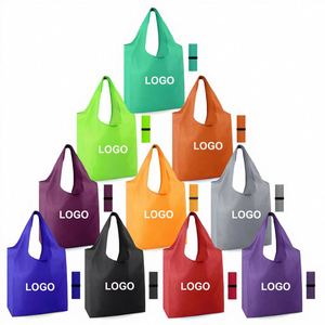 Custom Logo Reusable Grocery <b>Bag</b> Foldable Machine Washable Shopping Extra Large <b>Folding</b> <b>Bags</b> Totes Lightweight Polyester Fabric - Product Image 1