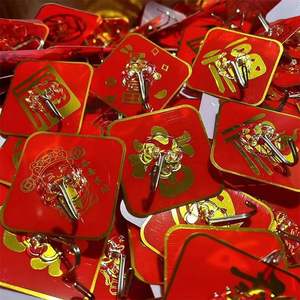 Ganchos adhesivos con orificios con el característico 'Fu', resistentes y festivos, decoraciones rojas para colgar en la pared para bodas chinas, de alta resistencia, sin dejar rastro. - Product Image 2