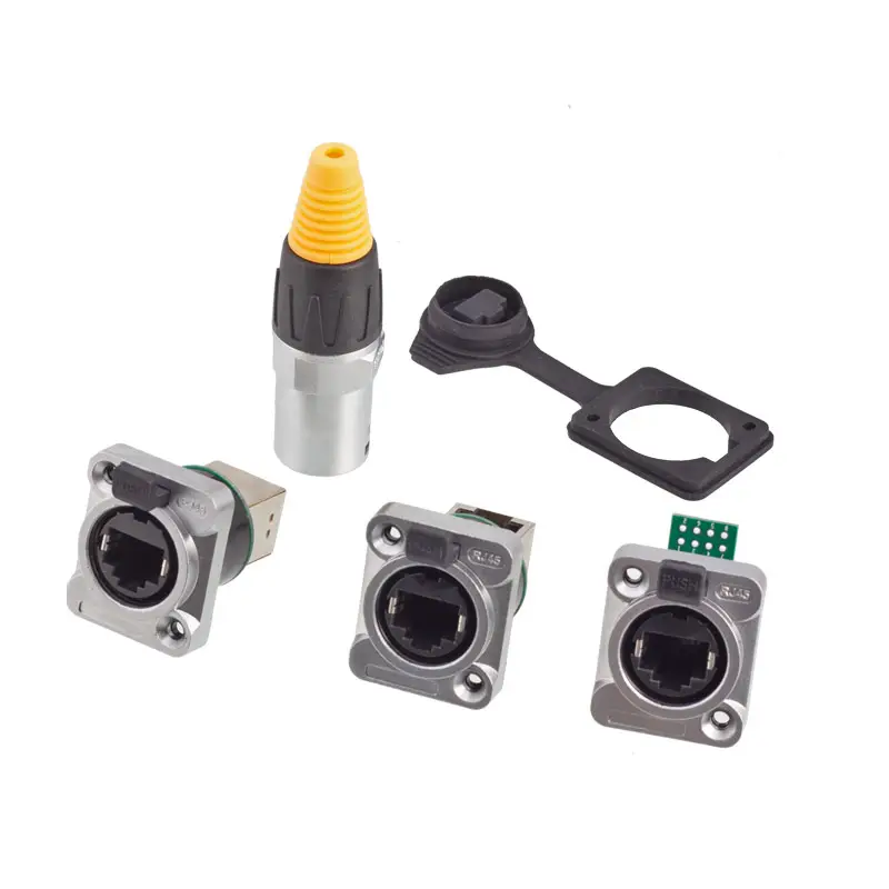 Waterproof RJ45 Connector Wall Panel Mount Female Cat 6 Cat5e Pass through Ethernet RJ45 Connector