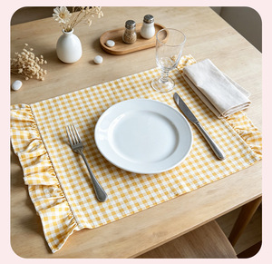 <span class=keywords><strong>Serviette</strong></span> de table <span class=keywords><strong>en</strong></span> tissu à carreaux 100% coton avec volants, torchon de cuisine style ferme, linge de table vintage à carreaux vichy, décoration de salle à manger, vente <span class=keywords><strong>en</strong></span> gros - Product Image 3