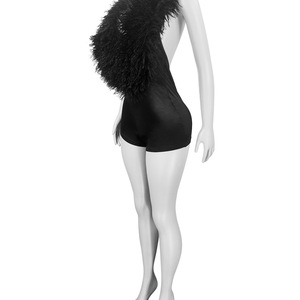 <span class=keywords><strong>Tuta</strong></span> Elegante Americana da <span class=keywords><strong>Donna</strong></span> con Piume, Scollo Profondo a V, Halter, Aderente, Sexy, Monopezzo con Pantaloncini <span class=keywords><strong>in</strong></span> <span class=keywords><strong>Raso</strong></span> Elasticizzato - Product Image 5