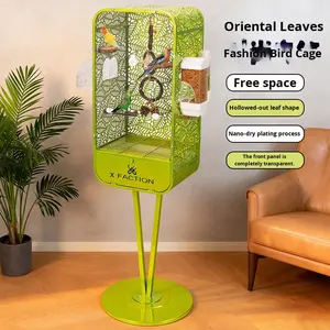 Kandang Burung Ekologis Berlapis Logam Kering, Kandang Burung Beo Indoor Vertikal Besar Transparan Mewah Model Villa, Khusus <span class=keywords><strong>Cockatiel</strong></span> Berkualitas Tinggi - Product Image 2