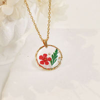 Kalung Bunga Kering Kustom Buatan Tangan Perhiasan Resin Floral Hadiah Romantis untuk Wanita Pasangan Valentine Ulang Tahun Grosir