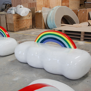 ม้านั่งไฟเบอร์กลาสทรงเมฆสีรุ้งทันสมัยสำหรับลานกลางแจ้ง เหมาะสำหรับพื้นที่สาธารณะ เช่น สวนสาธารณะ โรงยิม ห้างสรรพสินค้า และโรงแรม - Product Image 6