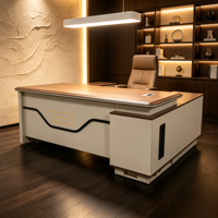 Scrivania Direzionale Moderna a L, Grande Scrivania Esecutiva di Lusso in Legno per Direttore Generale, CEO, Ufficio Amministrativo