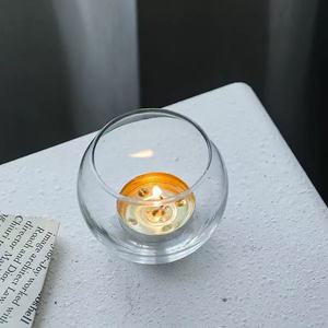 Porte-bougies ronds en verre transparent, coupelles à bougies votives en verre transparent en forme de globe pour table de mariage, décoration de la maison et de fêtes - Product Image 3