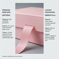 Ensemble d'emballage cadeau rose de luxe sur mesure, boîte rigide pliable avec fermeture magnétique et ruban en satin
