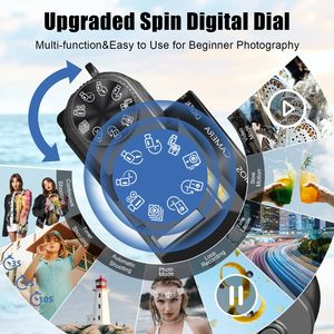 Máy ảnh kỹ thuật số nhỏ gọn 6K, cảm biến 64MP, màn hình 3 inch, 180 độ °   Màn hình lật, zoom 16X, tự động lấy nét, tính năng HD dành cho vlog trên YouTube, sử dụng thẻ nhớ SD - Product Image 4