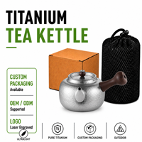 Ketel Teh Titanium Murni Pemanas Air Ultralight Ketel Camping Luar Ruangan Portabel untuk Merebus Air