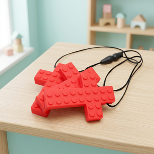 Red Cross Pendant Sensory Chew Necklace Food Grade Silicone Oral Motor Aid <b>Chewy</b> Toy for Kids Autism ADHD - Product Image 1