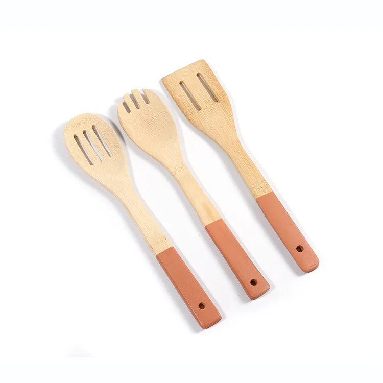 Kitchen Utensil Bamboo 3pcs Eco-friendly Bamboo Wood Cooking Kitchen Utensil Spoons And Spatula Set