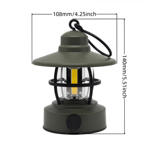 Green Camp Hurricane Lantern con atenuador giratorio continuo | Vintage-Top Outdoor Light con gancho para jardín, tienda <span class=keywords><strong>de</strong></span> campaña, uso nocturno - Product Image 2