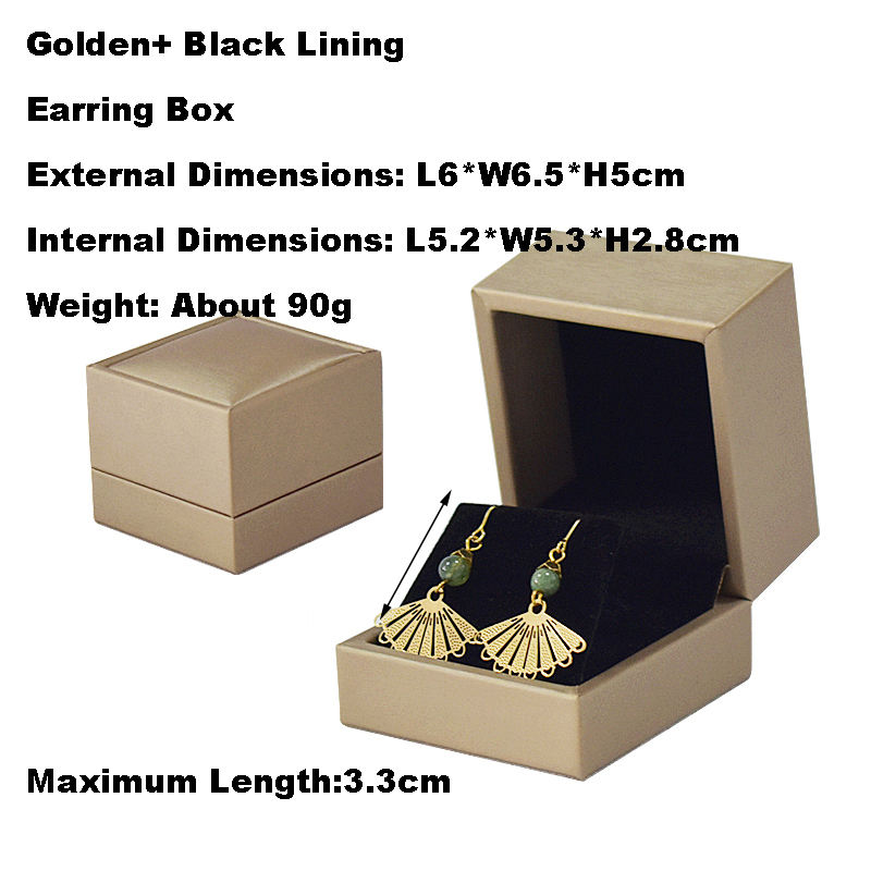 Or + boîte noire de boucle d'oreille de doublure