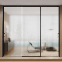 Porte coulissante extérieure en verre et alliage d'aluminium mince, design postmoderne, surface finie bien scellée pour salon et villa
