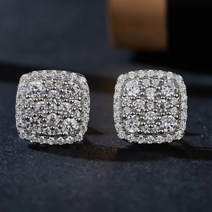 Anting-anting wanita berbahan perak sterling S925 lapis rhodium, desain fashion, mewah, dengan moissanite VVS dan berlian lab grown. - Product Image 2