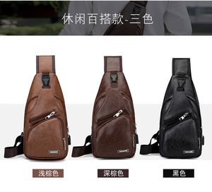 다기능 세련된 방수 PU 가슴 가방 배낭 가방 전술 슬링 어깨 가방 usb 충전기 - Product Image 4