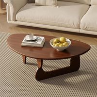 Table basse ovale irrégulière en bois massif couleur noyer avec base ajourée, mobilier de salon Nankang Jiangxi