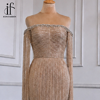 Robe de soirée longue à sequins et franges, épaules dénudées, sur mesure pour femme, fabricant OEM à marque privée