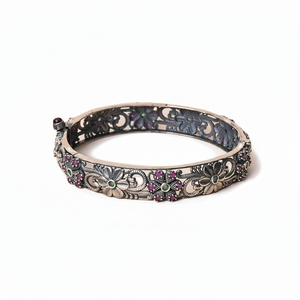 Brazaletes étnicos para mujer con tachuelas de piedra de rubí de Plata de Ley 925 oxidada de alta calidad y mejor en venta a granel - Product Image 1