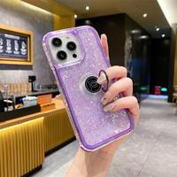 3 en 1 Porte-bague antichoc Couche époxy Paillettes Design Housse de téléphone portable pour TECNO SPARK 30C