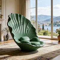 Fauteuil Coquille Moderne de Luxe en Velours Confortable pour Salon et Chambre à Coucher