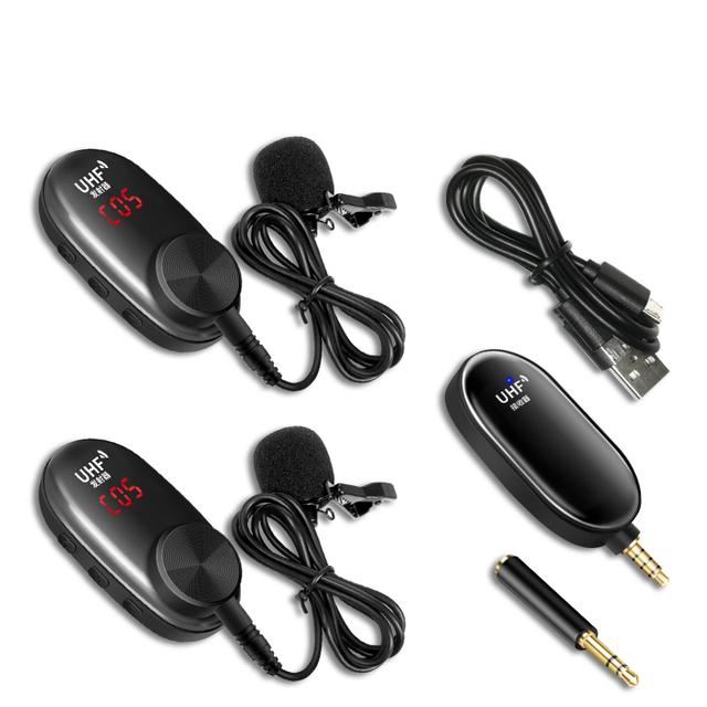 Wireless Lavalier Microphone, Professional UHF Video Recording Mic Compatible for IPhone,iPad,Android Smartphone,DSLR Camera