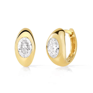 <span class=keywords><strong>Orecchini</strong></span> a <span class=keywords><strong>Cerchio</strong></span> con Solitario CZ Ovale, Placcati in Oro 18k, <span class=keywords><strong>Argento</strong></span> Sterling <span class=keywords><strong>925</strong></span>, Gioielli per Donne - Product Image 1