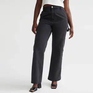 Recém-chegados Calças femininas de algodão utilitário bolsos personalizados Casual Long Straight Solid Joggers Mujer Cargo Carpenter Pants