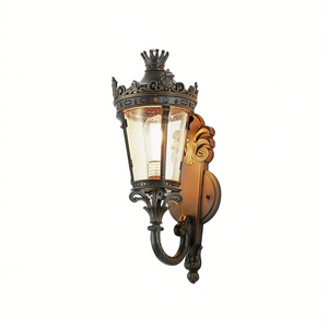 Lámpara de Pared Exterior Vintage de 21 Pulgadas de Alto con Corona Superior de Vidrio Transparente, Luminaria Exterior Impermeable de Metal y Aleación de Aluminio LED - Product Image 1