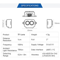 Module LiDAR TF-Luna, capteur de télémétrie, module de mesure micro à point unique, UART IIC 5V pour Arduino Pixhawk