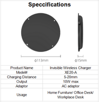 Bureau d'écriture électrique, système de bureau, mobilier avec chargeur sans fil invisible 10W pour téléphone, protection OTP/OVP