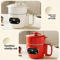 Marmite Électrique Pliable 2L avec Revêtement en Titane, Mini Cuiseur Multifonction, Cuiseur à Riz Pliable et Cuiseur Vapeur