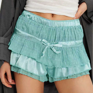 Novedades <span class=keywords><strong>de</strong></span> Canal 2026, Shorts <span class=keywords><strong>de</strong></span> <span class=keywords><strong>Verano</strong></span> <span class=keywords><strong>de</strong></span> Cintura Alta con Volantes para Mujer, Estilo Vintage con Lazo, Adorno <span class=keywords><strong>de</strong></span> Cinta en Capas, Pantalones Cortos Dulces - Product Image 4