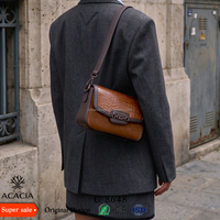 Nouveau sac bandoulière vintage pour femme en acacia, avec panneau en poils de cheval gaufré crocodile et fermeture à rabat, fourni par l'usine Acacia