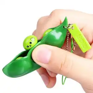 新的有趣的毛豆夹子豌豆豆荚Fidget玩具豌豆popers挤压玩具手机挂件Figet Fidget Popper钥匙扣