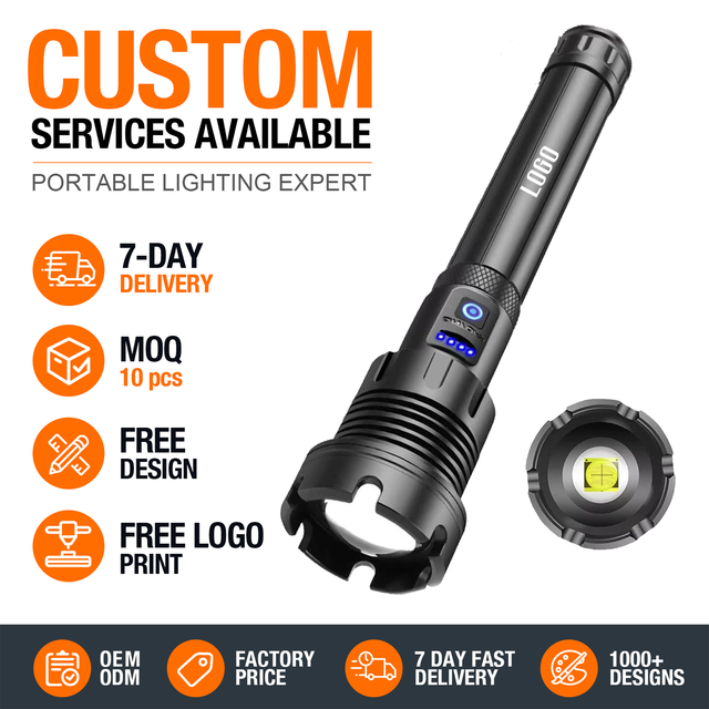 High Lumen Powerful Flashlight 7 Modes Camping Light XHP90 Flashlight Waterproof Lantern Tactical Zoomable Torch Flashlight