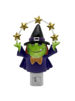 Lampada Notturna LED a Forma di Strega di Halloween, Cappello Glitterato con Stelle Dorate, Decorazione Festiva Spaventosa, Idea Regalo