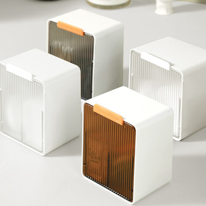 Xinzao Cotton Swab Storage <b>Box</b> Rectangular Wall Mounted Flip Top Makeup <b>Remover</b> Pad Hair Tie Organizer - Product Image 2