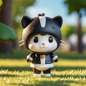 Navy <b>Cat</b> <b>Plush</b> Toy With Striped Jacket Kids Room Decor Birthday Gift For Children Modern Animal Design - Product Image 3