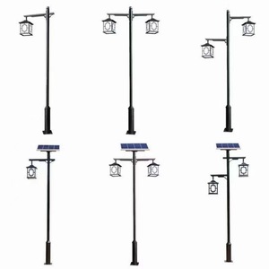 Jinchuan Chinese <b>Antique</b> Solar Garden Light 3m Double Head Outdoor Retro Lawn <b>Lamp</b> for Park - Product Image 4