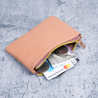 Porte-monnaie zippé portable en cuir PU fin fait main pour femme, anti-vol, pour cartes et espèces - Vente en gros