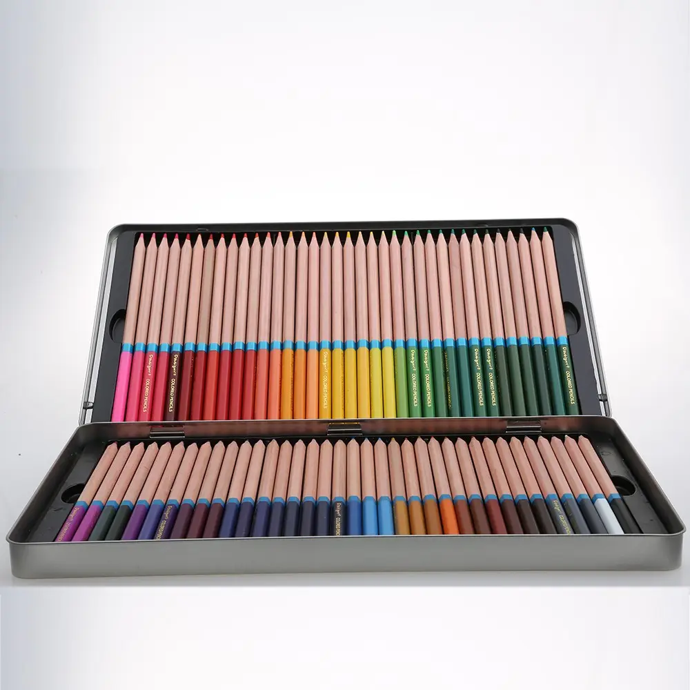 प्राकृतिक लकड़ी रंग पेंसिल उच्च संतृप्ति अनुकूलन 72 गिनती हेक्सागोनल आकार उच्च रंग प्रतिपादन रंगीन पेंसिल सेट //
