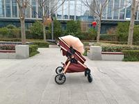 Poussette bébé 2 en 1 pliable avec cadre en acier, pliage à une main, grand panier de rangement