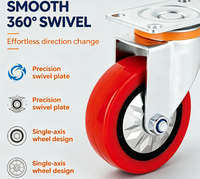 Roue pivotante à axe unique en polyuréthane (PU) de taille moyenne pour chariot, chariot à roulettes, mobilier industriel et équipement