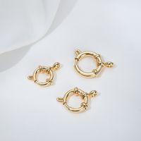 Prix de gros Connecteurs de bijoux DIY en acier inoxydable 316L plaqué or 14K, 10mm, 12mm, 14mm, avec fermoirs à ressort marin