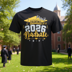 Maglietta da laurea 2026 per nonna orgogliosa, girocollo, manica corta, stampa serigrafica - Product Image 3