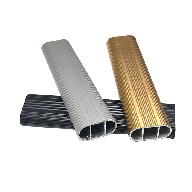 1.0mm Thick Black Aluminum Alloy Oval Tube Wardrobe Hardware Profile Rod with Customizable Length for Wardrobe