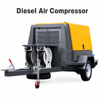 Compresseur d'air diesel industriel remorquable à deux roues 10-25 bars pour plateforme de forage de puits d'eau